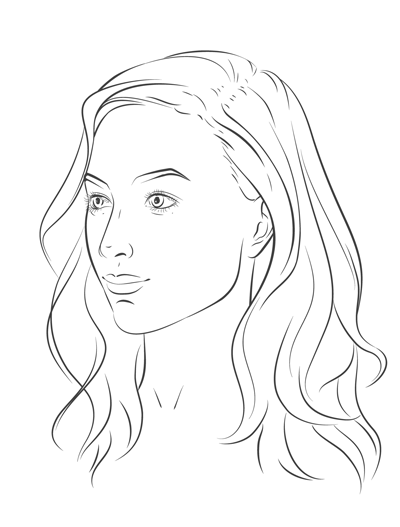 Line Art Woman Oblique