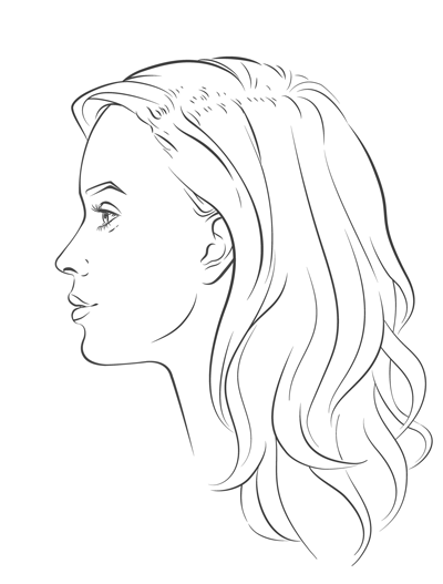 Line Art Woman Side